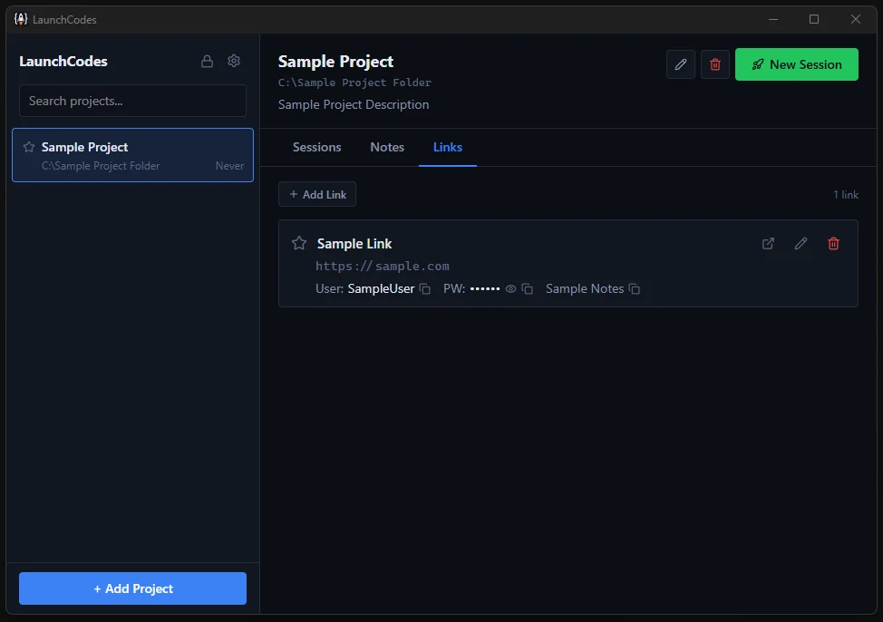 LaunchCodes — Credential vault with masked passwords