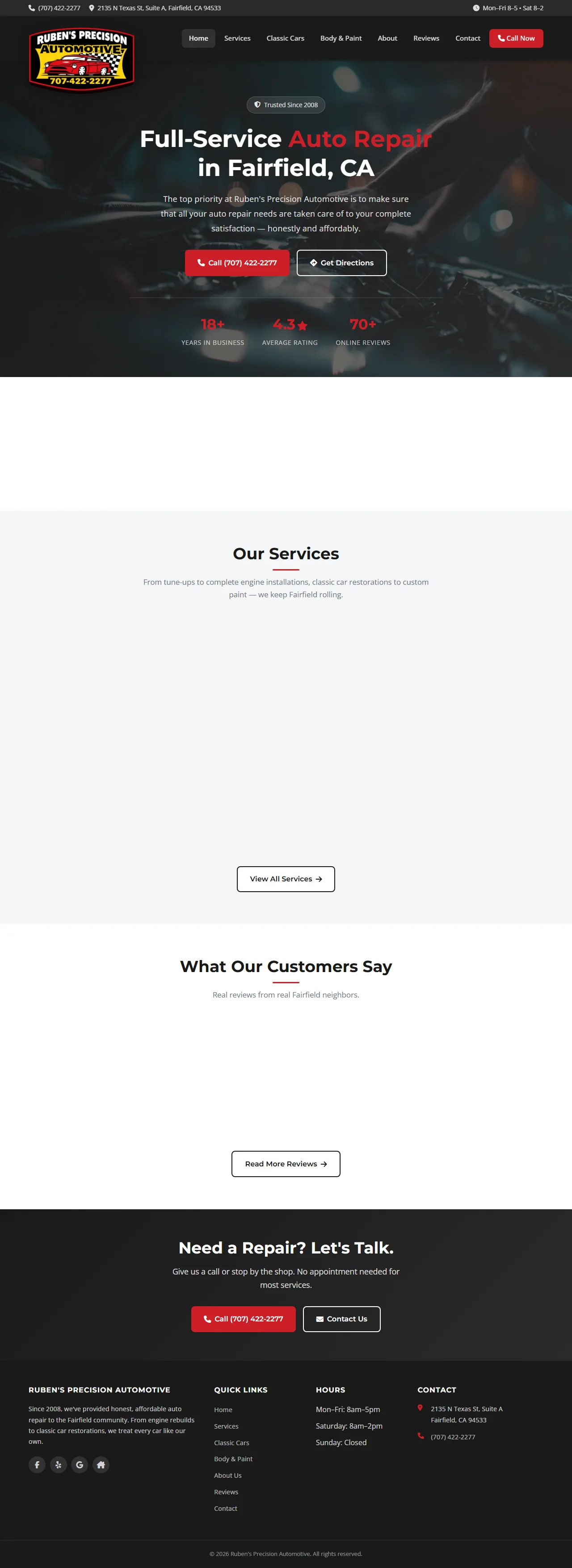 Ruben's Precision Automotive Website