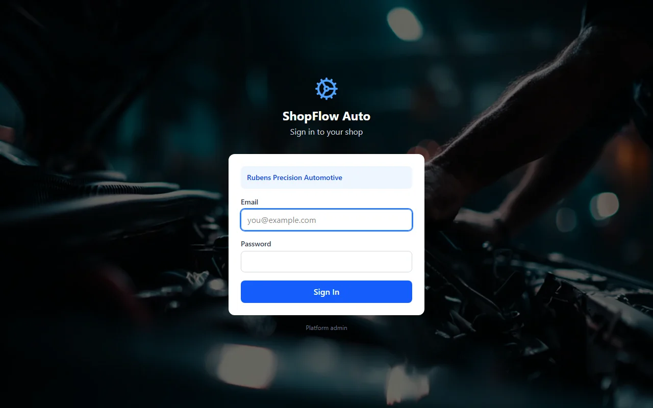 ShopFlow Auto — Shop Management Platform