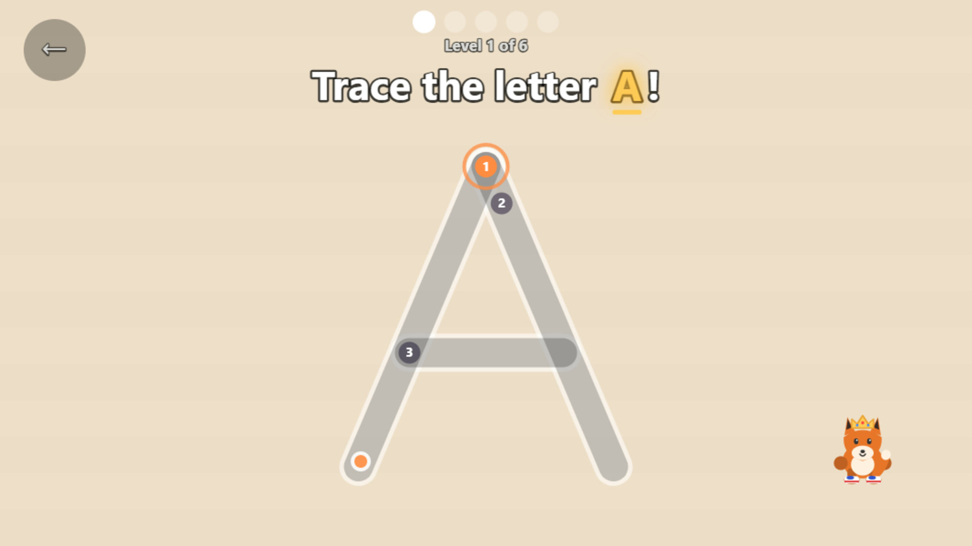 Letter tracing following school stroke order
